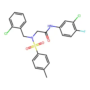 2-{(2-chlorobenzyl)[(4-methylphenyl)sulfonyl]amino}-N-(3-chloro-4-fluorophenyl)acetamide structure
