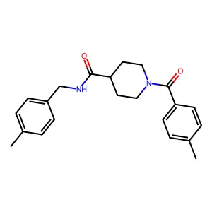 1-(4-methylbenzoyl)-N-[(4-methylphenyl)methyl]piperidine-4-carboxamide structure