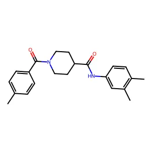 N-(3,4-dimethylphenyl)-1-(4-methylbenzoyl)piperidine-4-carboxamide structure