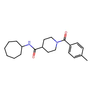 N-cycloheptyl-1-(4-methylbenzoyl)piperidine-4-carboxamide structure