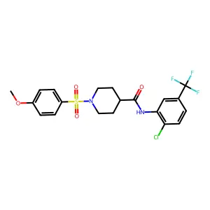 N-[2-chloro-5-(trifluoromethyl)phenyl]-1-(4-methoxyphenyl)sulfonylpiperidine-4-carboxamide structure