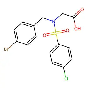 N-(4-bromobenzyl)-N-[(4-chlorophenyl)sulfonyl]glycine structure