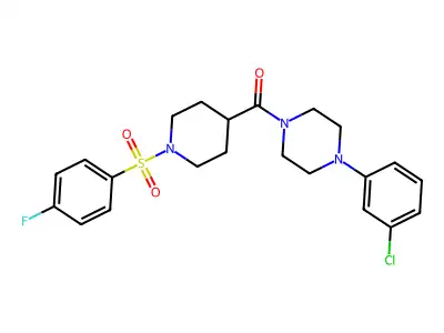 [4-(3-chlorophenyl)piperazin-1-yl]-[1-(4-fluorophenyl)sulfonylpiperidin-4-yl]methanone structure