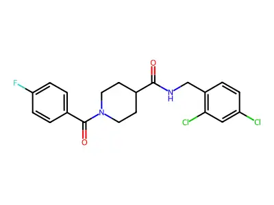 N-(2,4-dichlorobenzyl)-1-[(4-fluorophenyl)carbonyl]piperidine-4-carboxamide structure