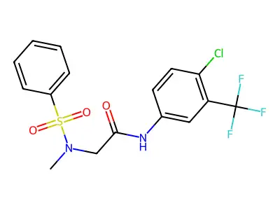 2-[benzenesulfonyl(methyl)amino]-N-[4-chloro-3-(trifluoromethyl)phenyl]acetamide structure