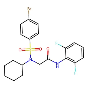 2-[(4-bromophenyl)sulfonyl-cyclohexylamino]-N-(2,6-difluorophenyl)acetamide structure