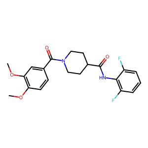 N-(2,6-difluorophenyl)-1-(3,4-dimethoxybenzoyl)-4-piperidinecarboxamide structure