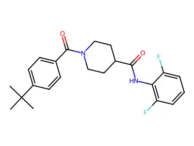 1-(4-tert-butylbenzoyl)-N-(2,6-difluorophenyl)piperidine-4-carboxamide structure