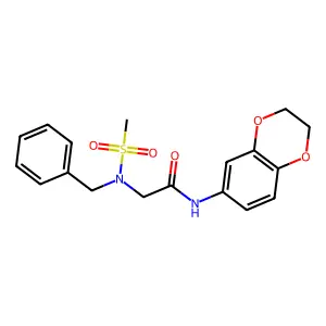 2-[benzyl(methylsulfonyl)amino]-N-(2,3-dihydro-1,4-benzodioxin-6-yl)acetamide structure