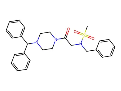 N-[2-(4-benzhydrylpiperazin-1-yl)-2-oxoethyl]-N-benzylmethanesulfonamide structure