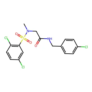 N-[(4-chlorophenyl)methyl]-2-[(2,5-dichlorophenyl)sulfonyl-methylamino]acetamide structure