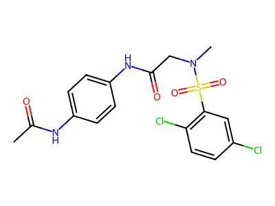 N-(4-acetamidophenyl)-2-[(2,5-dichlorophenyl)sulfonyl-methylamino]acetamide structure