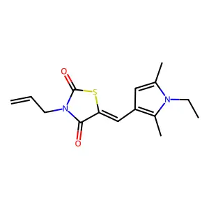 (5Z)-5-[(1-ethyl-2,5-dimethyl-1H-pyrrol-3-yl)methylidene]-3-(prop-2-en-1-yl)-1,3-thiazolidine-2,4-dione structure