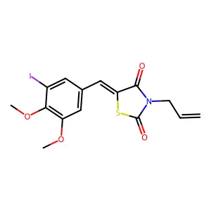 (5E)-5-(3-iodo-4,5-dimethoxybenzylidene)-3-(prop-2-en-1-yl)-1,3-thiazolidine-2,4-dione structure