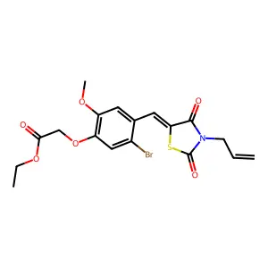 ethyl (5-bromo-4-{(E)-[2,4-dioxo-3-(prop-2-en-1-yl)-1,3-thiazolidin-5-ylidene]methyl}-2-methoxyphenoxy)acetate structure