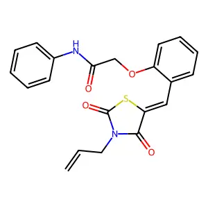 2-(2-{(E)-[2,4-dioxo-3-(prop-2-en-1-yl)-1,3-thiazolidin-5-ylidene]methyl}phenoxy)-N-phenylacetamide structure