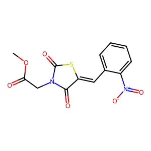 methyl [(5E)-5-(2-nitrobenzylidene)-2,4-dioxo-1,3-thiazolidin-3-yl]acetate structure