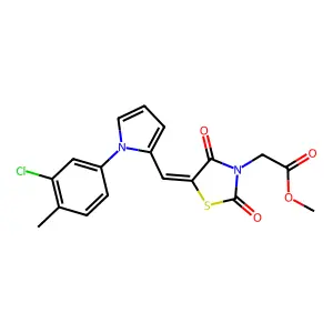 methyl [(5E)-5-{[1-(3-chloro-4-methylphenyl)-1H-pyrrol-2-yl]methylidene}-2,4-dioxo-1,3-thiazolidin-3-yl]acetate structure