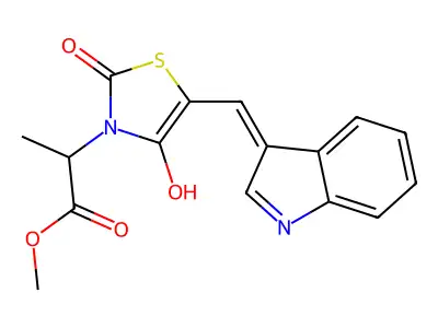 3-THIAZOLIDINEACETIC ACID, 5-(1H-INDOL-3-YLMETHYLENE)-ALPHA-METHYL-2,4-DIOXO-, METHYL ESTER structure
