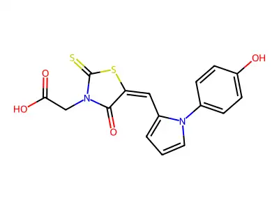 (E)-2-(5-((1-(4-hydroxyphenyl)-1H-pyrrol-2-yl)methylene)-4-oxo-2-thioxothiazolidin-3-yl)acetic acid structure