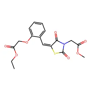 methyl {(5E)-5-[2-(2-ethoxy-2-oxoethoxy)benzylidene]-2,4-dioxo-1,3-thiazolidin-3-yl}acetate structure