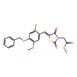 methyl {(5E)-5-[4-(benzyloxy)-2-bromo-5-methoxybenzylidene]-2,4-dioxo-1,3-thiazolidin-3-yl}acetate structure