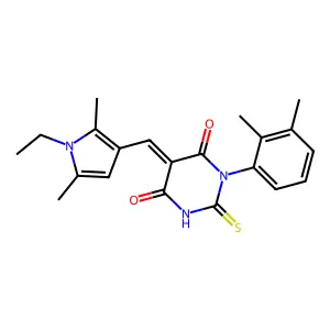 (5E)-1-(2,3-dimethylphenyl)-5-[(1-ethyl-2,5-dimethyl-1H-pyrrol-3-yl)methylidene]-2-thioxodihydropyrimidine-4,6(1H,5H)-dione structure