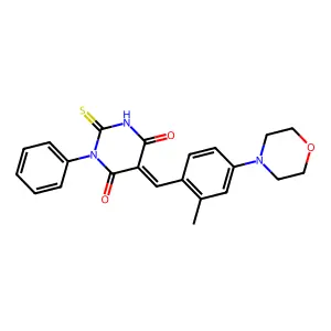 (5E)-5-[(2-methyl-4-morpholin-4-ylphenyl)methylidene]-1-phenyl-2-sulfanylidene-1,3-diazinane-4,6-dione structure