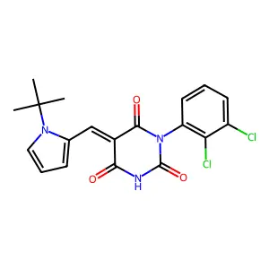 (5E)-5-[(1-tert-butyl-1H-pyrrol-2-yl)methylidene]-1-(2,3-dichlorophenyl)pyrimidine-2,4,6(1H,3H,5H)-trione structure