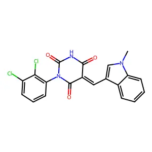 (5E)-1-(2,3-dichlorophenyl)-5-[(1-methylindol-3-yl)methylidene]-1,3-diazinane-2,4,6-trione structure