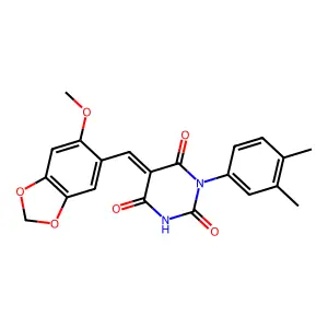 (5Z)-1-(3,4-dimethylphenyl)-5-[(6-methoxy-1,3-benzodioxol-5-yl)methylidene]-1,3-diazinane-2,4,6-trione structure