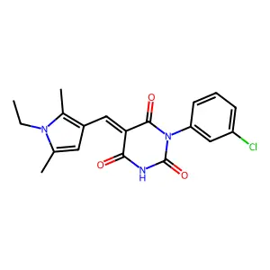 (5E)-1-(3-chlorophenyl)-5-[(1-ethyl-2,5-dimethylpyrrol-3-yl)methylidene]-1,3-diazinane-2,4,6-trione structure