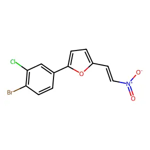 2-(4-bromo-3-chlorophenyl)-5-[(E)-2-nitroethenyl]furan structure
