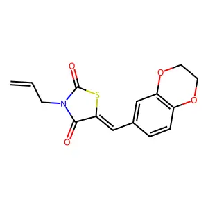 (5E)-5-(2,3-dihydro-1,4-benzodioxin-6-ylmethylidene)-3-(prop-2-en-1-yl)-1,3-thiazolidine-2,4-dione structure
