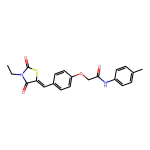 2-[4-[(E)-(3-ethyl-2,4-dioxo-1,3-thiazolidin-5-ylidene)methyl]phenoxy]-N-(4-methylphenyl)acetamide structure
