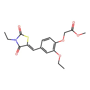 methyl {2-ethoxy-4-[(E)-(3-ethyl-2,4-dioxo-1,3-thiazolidin-5-ylidene)methyl]phenoxy}acetate structure