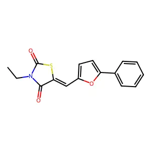 (5E)-3-ethyl-5-[(5-phenylfuran-2-yl)methylidene]-1,3-thiazolidine-2,4-dione structure