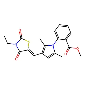 methyl 2-{3-[(E)-(3-ethyl-2,4-dioxo-1,3-thiazolidin-5-ylidene)methyl]-2,5-dimethyl-1H-pyrrol-1-yl}benzoate structure
