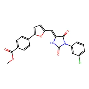 methyl 4-(5-{(E)-[1-(3-chlorophenyl)-2,5-dioxoimidazolidin-4-ylidene]methyl}furan-2-yl)benzoate structure