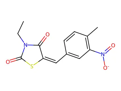 (5E)-3-ethyl-5-(4-methyl-3-nitrobenzylidene)-1,3-thiazolidine-2,4-dione structure