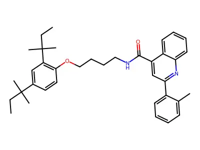 N-[4-[2,4-bis(2-methylbutan-2-yl)phenoxy]butyl]-2-(2-methylphenyl)quinoline-4-carboxamide structure