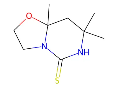 4,4,6-trimethyl-7-oxa-1,3-diazabicyclo[4.3.0]nonane-2-thione structure