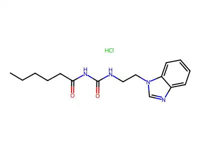 Urea, 1-(2-(1-benzimidazolyl)ethyl)-3-hexanoyl-, hydrochloride structure