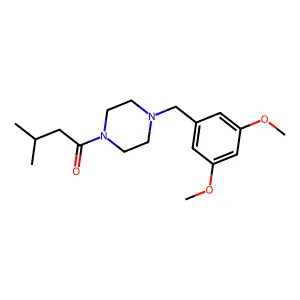 1-[4-[(3,5-Dimethoxyphenyl)methyl]piperazin-1-yl]-3-methylbutan-1-one structure