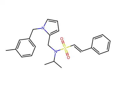 N-[[1-[(3-methylphenyl)methyl]pyrrol-2-yl]methyl]-2-phenyl-N-propan-2-ylethenesulfonamide structure