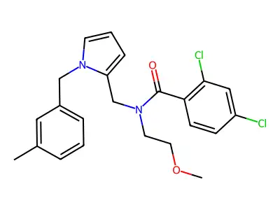 2,4-dichloro-N-(2-methoxyethyl)-N-[[1-[(3-methylphenyl)methyl]pyrrol-2-yl]methyl]benzamide structure
