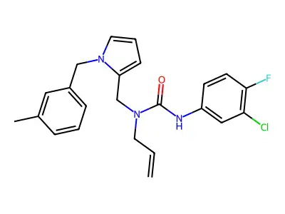 N'-(3-Chloro-4-fluorophenyl)-N-({1-[(3-methylphenyl)methyl]-1H-pyrrol-2-yl}methyl)-N-prop-2-en-1-ylurea structure