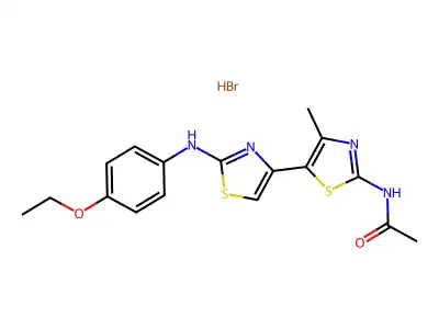N-(5-{2-[(4-ethoxyphenyl)amino]-1,3-thiazol-4-yl}-4-methyl-1,3-thiazol-2-yl)acetamide hydrobromide structure