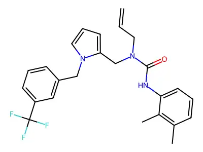 3-(2,3-dimethylphenyl)-1-prop-2-enyl-1-[[1-[[3-(trifluoromethyl)phenyl]methyl]pyrrol-2-yl]methyl]urea structure