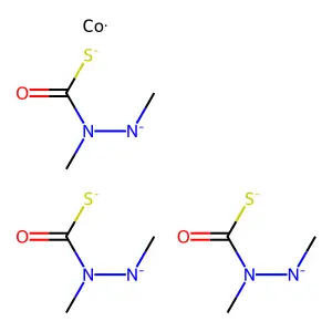 cobalt;tris(N-methyl-N-methylazanidylcarbamothioate) structure